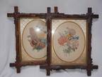 2 VINTAGE MISSION ARTS & CRAFTS Adirondack carved WOOD PICTURE FRAMES