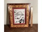 Vintage Small Custom Music-Theme Wood-Framed Ink-Drawing