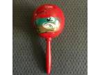 Vintage 80s Mexican Folk Musical Rattle Instrument Maraca Mexico Cozumel Red