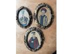 3 Turkish Portrait Sultan Ottoman Empire Painting in Italian gilt carved frames