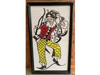 Vtg 50s 60s Tile Mosaic Musician Jester Harlequin Wall Hanging Art Mid Century