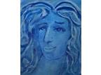 Original Acrylic Painting Blue Venus Abstract Female Portrait 8x10” Signed Art