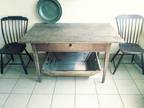Early Wodden Farm House Table One Drawer Table Primitive Country Table 19thC.