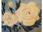 Mona Vivar original impressionist floral yellow roses flower art painting