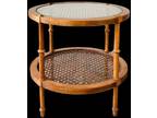 Vintage Old Antique Wicker Rattan Two Tier English Side Accent Table