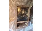 Antique Rustic Farm Wood Medicine Cabinet W Mirror 3 glass shelves Salvage Peice