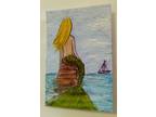 3DBeccaart Original Painting 'Serina' .. Mermaid Art ACEO .. 2.5"x 3.5"