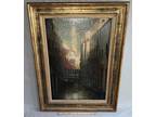 Antique 19th C Oil Painting Hendricus Jacobus Burgers Venice Canals Landscape