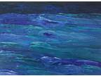 MIDNIGHT VIOLET SEA Original Palette Knife Oil Painting 9"x12" Julia Garcia Art