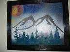 Nice Painting Signed "B.P." Northwest Mountains Art Framed