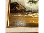 Vtg Oil Painting Stormy Sea Scape Ocean Ornate Framed 14.5x16.5 -8x10 Art Work