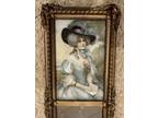 Vintage Ornate Gilded Wall Mirror Featuring Victorian Print "Ophelia" by J. Hare