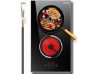 Electric Cooktop 2 Burners,12 Inch Electric Stove Top 220-240v