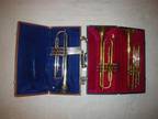 LOT OF 3 Bb TRUMPETS + CASES -for PARTS, REPAIR, DECORATION, ART PROJECT -HEIMER