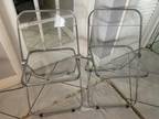 2pc CASTELLI Italy Lucite Mid Century Chrome Folding Chairs