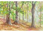 ACEO Original Watercolor Painting - Moody Forest scene. 3.5 by 2.5 inches