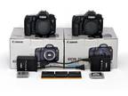 Lot of 2 Canon EOS 7D Mark II Camera Bodies - Boxes, Batteries, Chargers, Memory