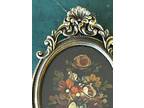 Antique Tara Productions Original Signed Floral Oil Painting Brass Frame Italy