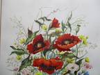 Vintage Original unframed Floral Watercolor Drawing signed E. PETERS ~ Germany