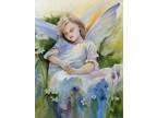 Original painting oil on canvas, Angel Baby, Christian Religious Spiritual Art