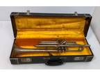 C.G. CONN LTD. 40B Silver Plated Trumpet Engraved Elkhart Made Indiana USA Case