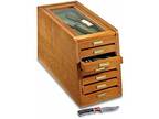 KNIVES DISPLAY CASE COINS WOOD THICK GLASS Collectors Cabinet 7 Drawer Storage