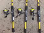 lot of 3 Mr. Crappie Lew's Slab Shaker 5'6" spinning Rod & 50 Reel combo w/line