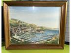 VTG RARE OOAK Watercolor Art Painting Ocean City Framed Signed by Artist Gurvan