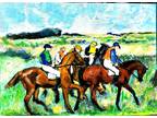 ACEO Original Painting Horses Replica of Edgar Degas The Racecourse LGarcia