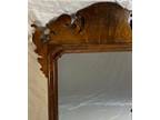 Antique Chippendale Georgian Style Burl Wood Wall Mirror 28.75"x17.5"