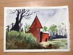 5"x7" ORIGNAL WATERCOLOR OLD BARN LOOSE [url removed]: c.m.anderson