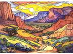 ORIGINAL Hand Painted Pen and Watercolor Art Card ACEO Palo Duro Canyon