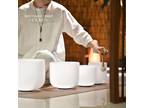 CVNC 432HZ 7-12" White Set Quartz Chakra Crystal Singing Bowl Sound Bath Healing