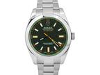 MINT Rolex Milgauss BLACK Green 40mm Stainless Steel Oyster 116400 Watch