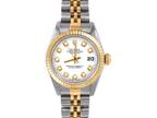 Rolex Ladies TT Datejust White Diamond Dial Jubilee Band Fluted Bezel Watch