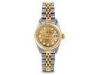 Rolex Ladies TT Datejust Champagne Diamond Dial Jubilee Band Fluted Bezel Watch
