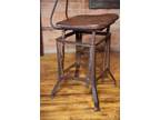 Vintage Industrial Drafting table chair stool Metal Legs Wood Seat antique