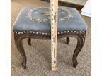 Antique French Needlepoint Bench Footstool Ottoman Carved Wood Stool