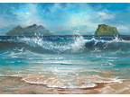 ACEO original miniature Seascape 1043 ocean wave beach sand tropical Woodruff