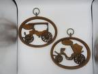 Pair Vtg Wall Hanging Burwood Auto Cars Victoria and CanopyTop Phaeton Plaques