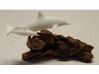 John Perry Studios White Dolphins Sculptures on Burl Wood Base #1115