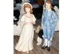 Vintage Colonial Pinkie &Blue Boy Man & Woman Figurines 16"-17" Tall