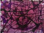 PURPLE STAINED GLASS WINDOW ABSTRACT Watercolor Painting 18x24" Julia Garcia NEW