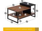 Wooden Coffee Table Retro Industrial Style Side Desk Living Room w Shelf 2 Tiers