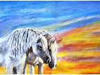 ACEO Original Horses at Sundown Heaven on Earth by L garcia.