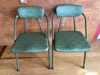 two (2) vintage cosco metal folding chairs excellent condition avacado green