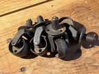 Antique/Vintage Industrial Metal Furniture Casters, Posts, Set Of 4