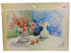Original Watercolor Painting Azaleas In A Vase Signed M Jan Wurst 21⅜×14½"