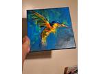 Pop Art Hummingbird Painting Collectible ,1 Of 1 ,bright Colors ,12x12" Canvas