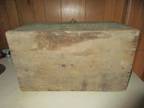 Antique Pine Wood Green Paint Immigrant Trunk Chest Box 20 1/2 " x 12" x 11 3/4"